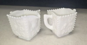 Vintage Westmoreland Milk Glass Square Creamer and Sugar Bowl - Picture 1 of 12