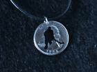 Hand Cut Us Quarter With A Hockey Theme Mounted With A 185 Faux Leather Choker