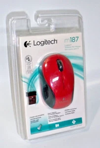 Logitech Wireless Mini Mouse M187 Pocket Sized Portable Mouse Red/Black, New! - Picture 1 of 5