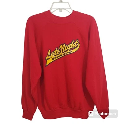 Sudadera De Colección Late Night David Letterman Velva Brillo Rojo Retro Talla XL Foto 1 de 4