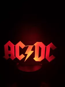 ACDC MUSIC ROCK N ROLL BAND 3D Acrylic LED 7 Colour Night Light Touch Table Lamp - Foto 1 di 4