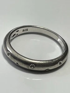 Argento Sterling '925' e Trasparenti Rotondo Pietra Anello Fascia Misura L 1/2 - Foto 1 di 16