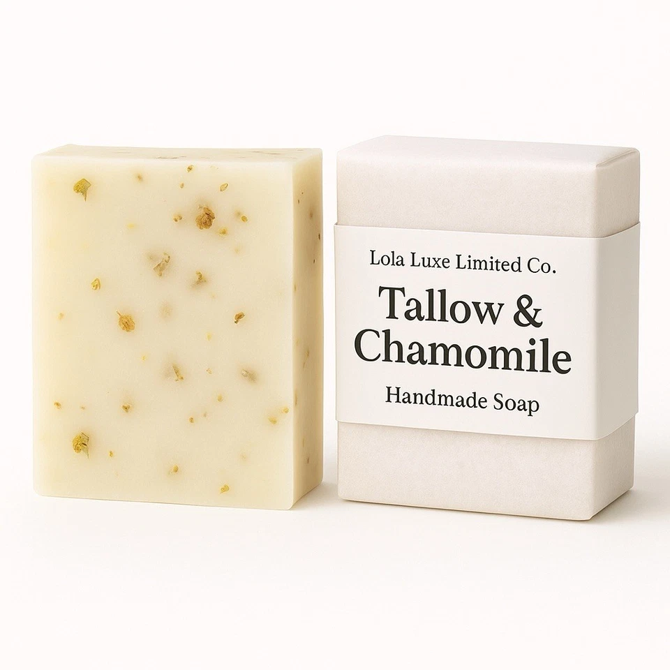 ✨ Tallow & Chamomile Handmade Soap- Bulk & Discounts-$4.50 for BIG 6oz Bar! - Image 1 of 3
