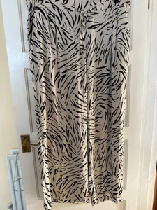 M&S Animal Zebra Satin Silky Wide Leg High Waist Palazzo Trousers 24L Long - Picture 1 of 6