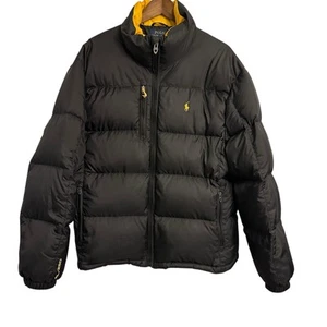 Polo Ralph Lauren RL/250 Puffer Jacket Men’s XL Black Yellow Down Filled Pony - Picture 1 of 11