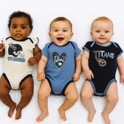 NEW Tennessee Titans Baby Girl 3-Pack Bodysuit Set – Size 6–9M - Image 1 of 4