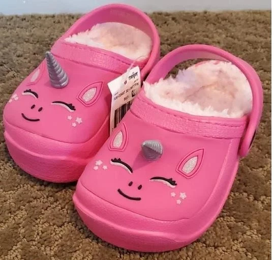 Baby Girls Falls Creek Hot Pink Unicorn Kids Clogs Fleece Lining Size 4/5 NWT - Image 1 of 1
