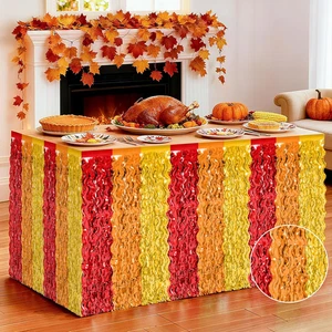 2 Stück Erntedank Tisch Rock Deko, rot orange gold Schreibtisch Röcke Deko NEU - Bild 1 von 8