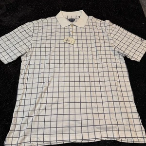 Men’s Vintage NWT Callaway Golf Polo Sz XL Made In Hong Kong White Blue  - Picture 1 of 9