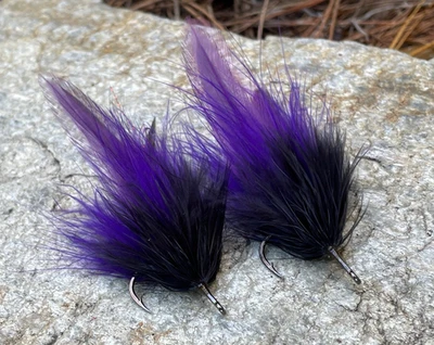 (2 Pack) Tarpon Seaducer  1/0 Hook Black/Purple Snook Redfish Saltwater Flies - Image 1 of 2