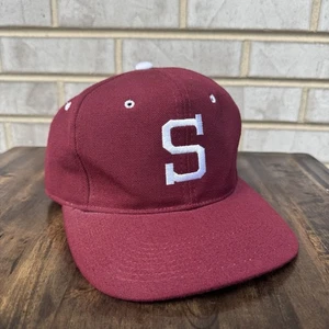 Cappello vintage anni 80 Youngan Stanford cardinale aderente 7 1/8 NCAA 100% lana berretto marrone - Foto 1 di 12