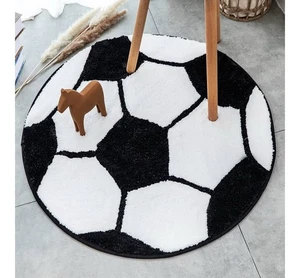 Fancytan Soccer Rug for Boys Bedroom, Washable Sports Round Rug For Kids Room - Picture 1 of 6