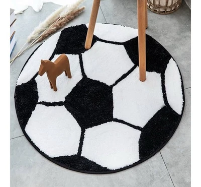 Fancytan Soccer Rug for Boys Bedroom, Washable Sports Round Rug For Kids Room - Image 1 of 4