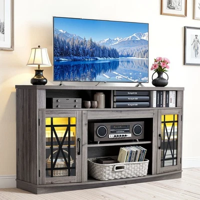 TV Stand for 65 in TVs Farmhouse Entertainment Center with Light Strip - Image 1 of 4