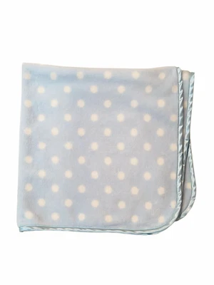 2010 Baby Essentials Blue White Polka Dot Baby Lovey Security Blanket 28" X 31" - Image 1 of 4