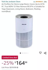 Jerdazen JZ450 Air Purifier Large Room, Covers Up to 2216 ft True HEPA 13 Filter - Picture 1 of 7