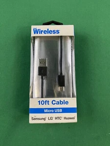 Just Wireless 10'Length Micro USB cable for Samsung/LG/HTC/Huawei. - Picture 1 of 2