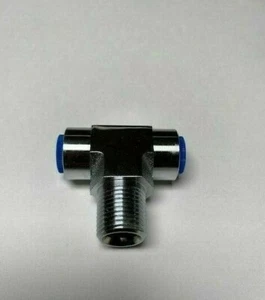 Lowrider Hydraulics 3/8"F to 1/2"M to 3/8"F Tee, Chrome & Polished, 1 unit - Imagen 1 de 5