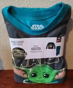 New Boys Star Wars Mandalorian Baby Yoda 2 Piece Pajama Set Size 6/7 - Picture 1 of 2