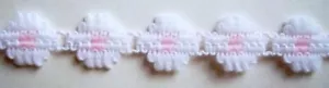 5 Yds. White/Light Pink 1/2" Daisy Chain Soft Poly Lace L-60 - Picture 1 of 1