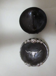 Iron with Overlay 1-1/2" Concho Long Horn with bridle loop for 5/8" Strap - Picture 1 of 1