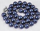 10mm South Dark Blue Shell Pearl Round Beads Necklace 18" AAA##AY077