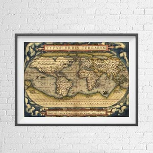 TYPUS ORBIS TERRANUM 1570 WORLD MAP POSTER PICTURE PRINT Size A5 to A0 **NEW** - Picture 1 of 14