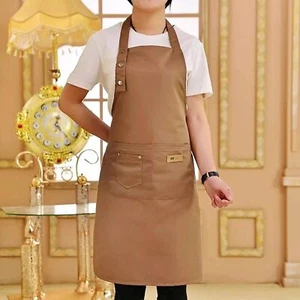 Chefs Kitchen Cooking BBQ Plain Denim Canvas Pockets Apron Butcher Crafts Baking - Picture 1 of 14