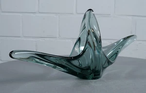 edle Fondeen En Glas Schale Obstschale organisch Zipfelglas Turmalin 1960er J. - Bild 1 von 8