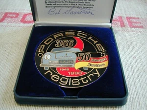 Rare AWESOME Porsche 356 Registry 50Th Year Anniversary Grill Badge #267 NOS! - Picture 1 of 5