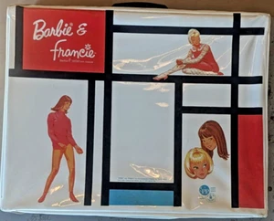 Retro Vintage 1965 Mattel Barbie & Francie White Mondrian Double Doll Case - Bild 1 von 10