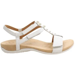 Vionic Mikah Strap Up White Smooth Leather Womens Sandals H9651L1101 - Picture 1 of 13