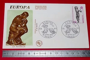 ENVELOPPE 1er JOUR PHILATELIE 1974 EUROPA LE PENSEUR DE RODIN - Imagen 1 de 1