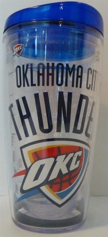 NWT OKC THUNDER Insulated 16oz Tumbler w/Lid Tritan USA NBA Basketball Hot/Cold Cover