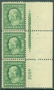 EDW1949SELL : USA 1908 Scott #331 Imprint Plate # strip of 3. Mint NH. Cat - Picture 1 of 2
