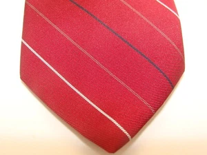 Ambassador ~ Mens Polyester/Silk Tie ~ Red ~ White ~ Black ~ Striped ~ VGC ~ - Picture 1 of 4