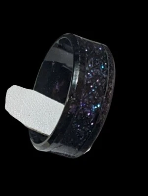 Anillo Gótico Negro Acero Inoxidable Azul Y Púrpura Brillo Incrustación Talla 8 1/4 Foto 1 de 4