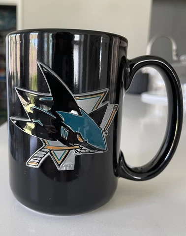 NHL San Jose Sharks 15oz Coffee Mug With Metal Emblem Cover