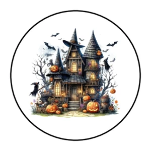 30 Halloween haunted house stickers labels envelope seals party favors - Picture 1 of 2