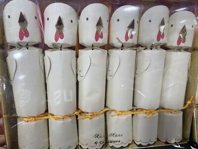 Meri Meri Set Of 6 Filled TURKEY PARTY Christmas CRACKERS  Table Games Candy New - Image 1 of 3