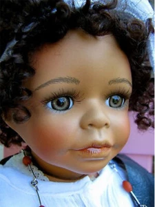 NEW MOLLY KAYE WIGGS DOTY AWARD WINNING AFRICAN AMERICAN BLACK PORCELAIN DOLL - Picture 1 of 11
