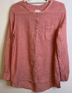 Sigrid Olsen Shirt Womens Large 100% Linen Top Button Front Long Sleeve MEDIUM - Picture 1 of 4
