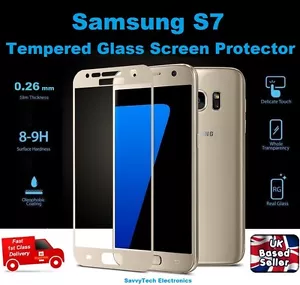Full 3D Rounded Tempered Glass Film Screen Saver For Samsung Galaxy S7 GOLD - Picture 1 of 11