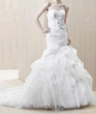 Enzoani  Gillian 10 Wedding Dress Lace Appliques Bustled Tulle 3D Flowers Wow - Image 1 of 4