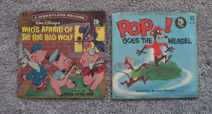 Lot of 2 Vintage Disneyland Records Walt Disney's "Three Little Pigs", "Weasel" - Imagen 1 de 9