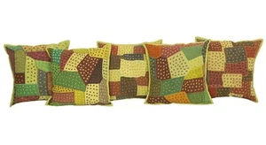 AamiraA Kantha Multicolor Patchwork Green Cushion Covers Decorative Pillow Case - Picture 1 of 15