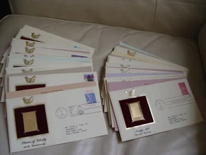 18 FIRST DAY ISSUE STAMP COVER ENVELOPES WITH 22 KARAT GOLD POST FOIL STAMP 1986 - Picture 1 of 20