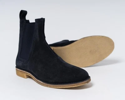 Botas Chelsea Bottega Veneta $820 Nuevas en Caja Azul Marino Oscuro Zapatos Sin Cordones 38+ UE 6.5 EE. UU. Foto 1 de 4