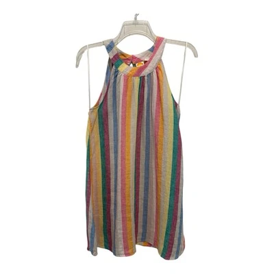 C&C California Linen Dress Women’s M Multicolor Stripe Sleeveless Shift Casual - Image 1 of 4