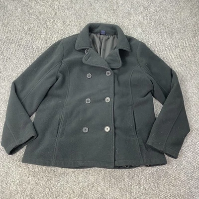 Abrigo Lands' End Pea para mujer XL negro Polartec Aircore 200 polar doble pecho Foto 1 de 4